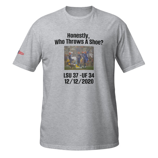 A Funny College Gameday shirt about University of Florida Football, LSU football (Louisiana state university) and Marco WIlson throwing a shoe by Forever Game Day, a college football t-shirt store